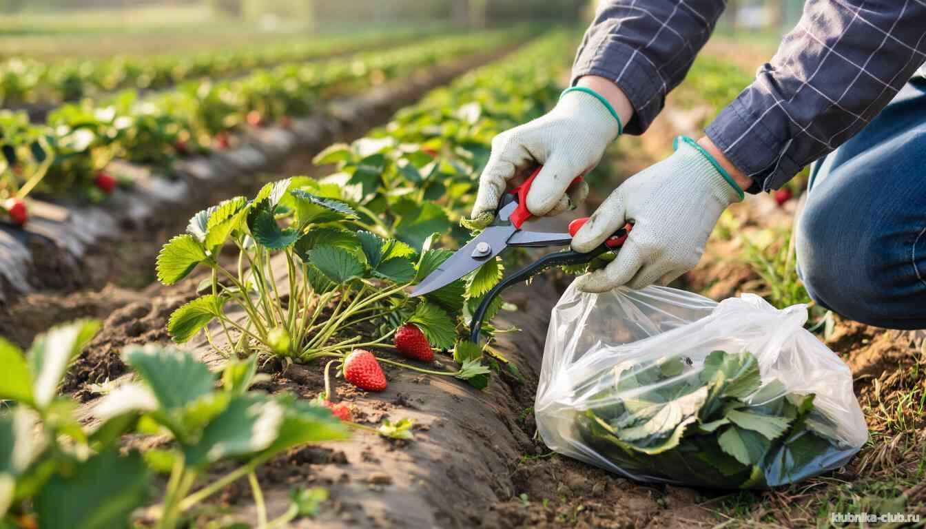 Обрезка кустов клубники