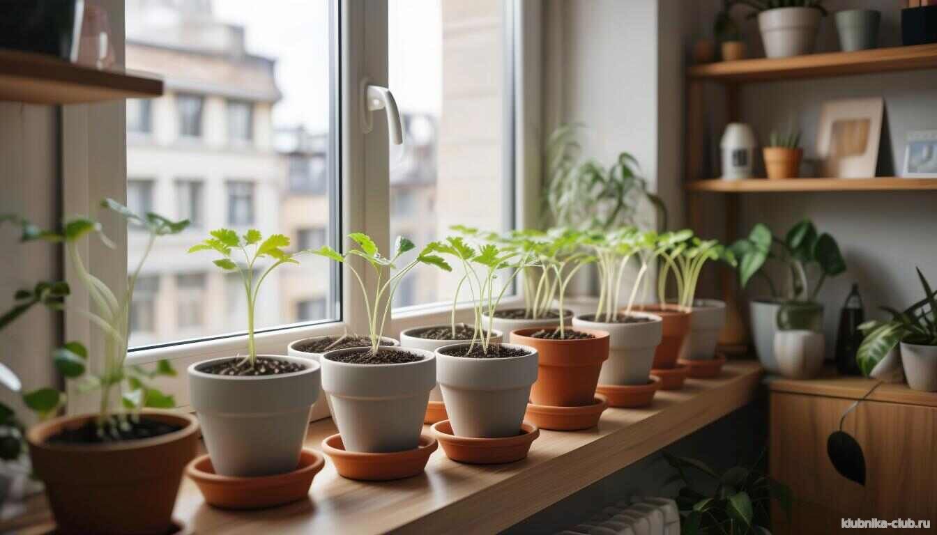 рассада арбузов в горшках