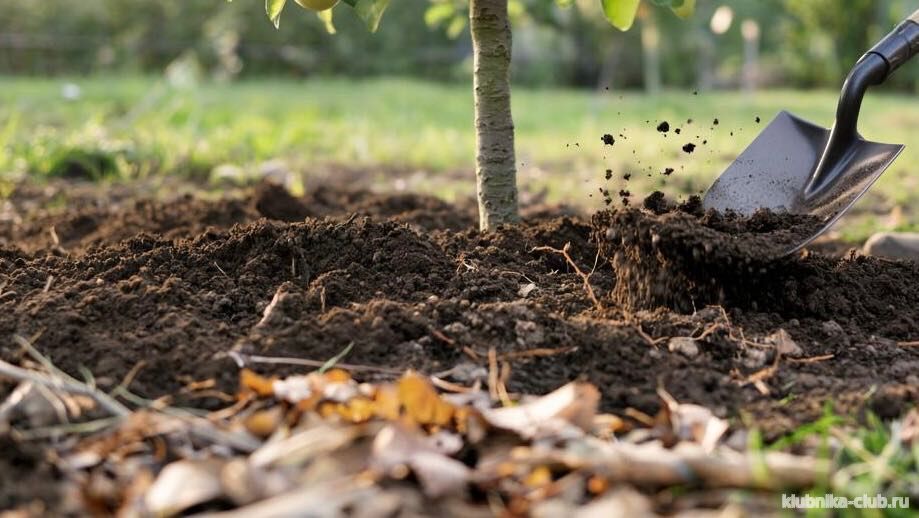 перекопка почвы яблони