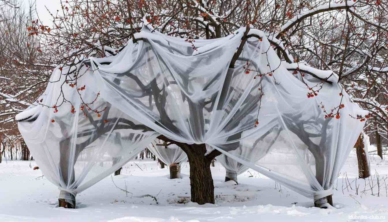 укрытие яблонь зимой