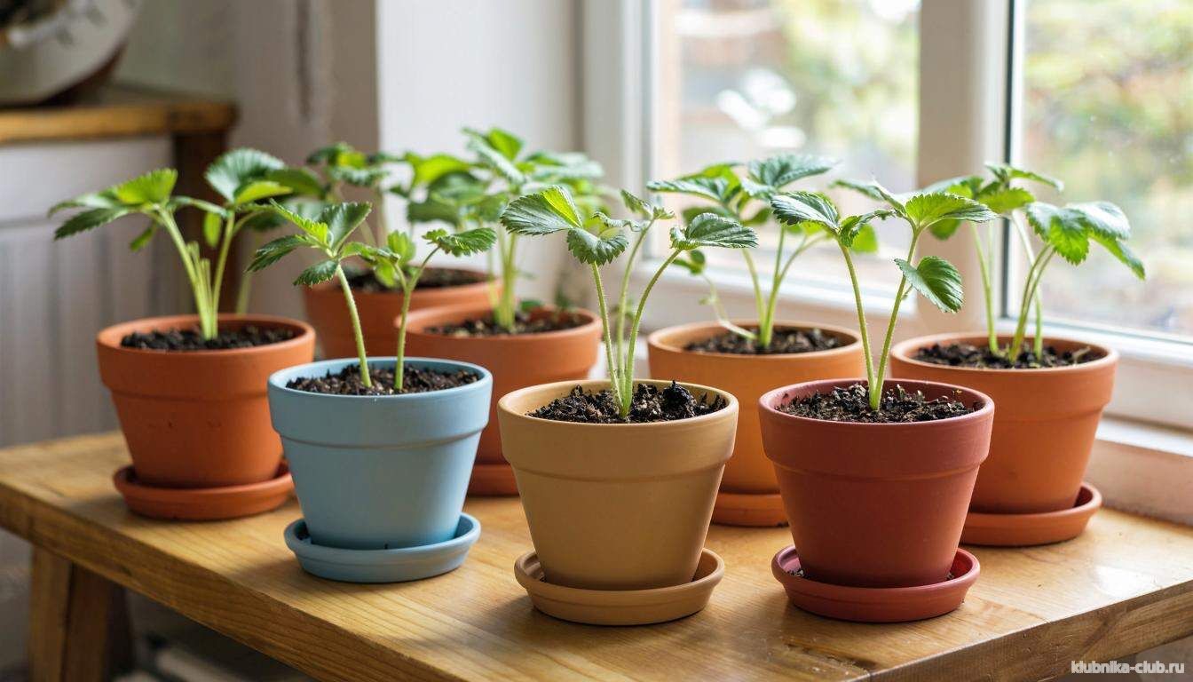 Хранение усов клубники в горшках