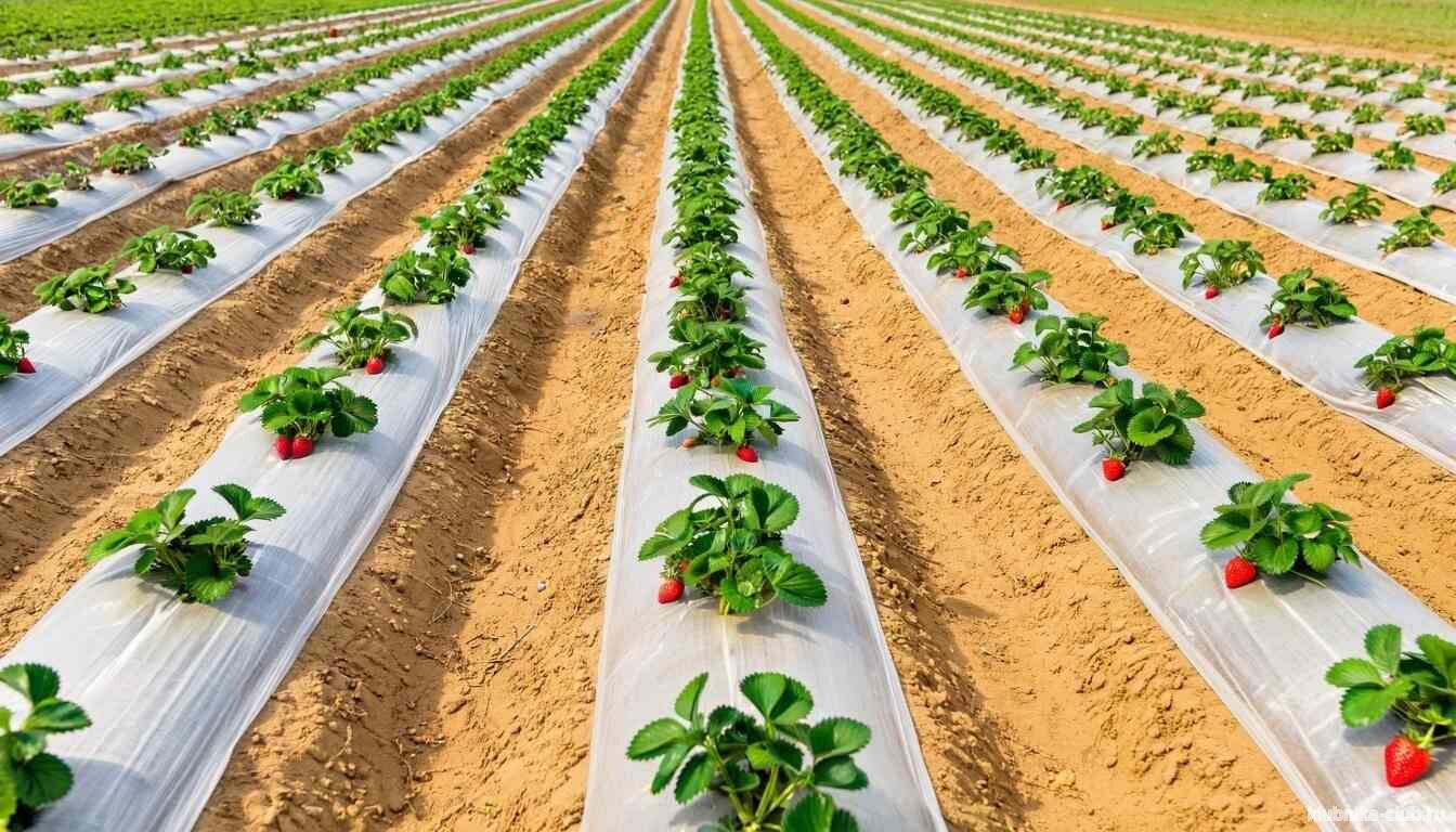 грядки клубники в песчаной почве