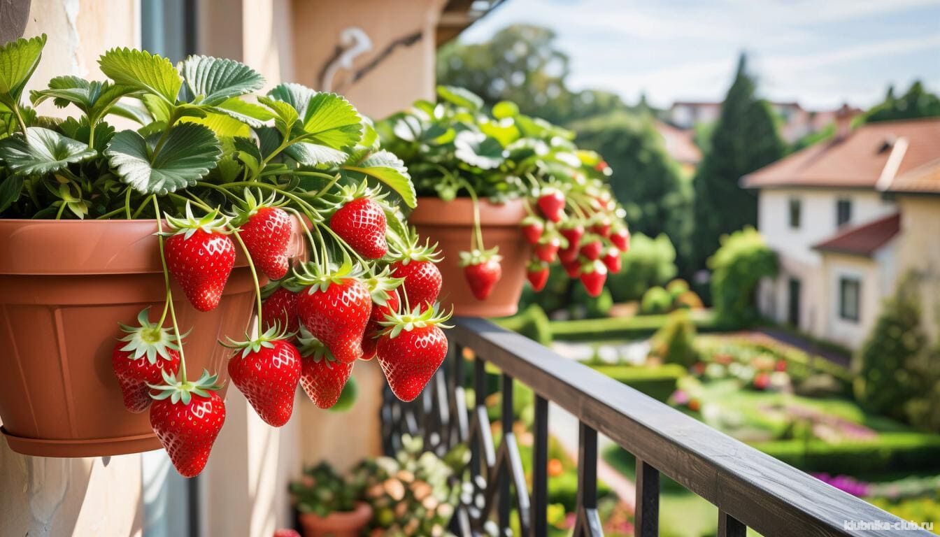 клубника на балконе