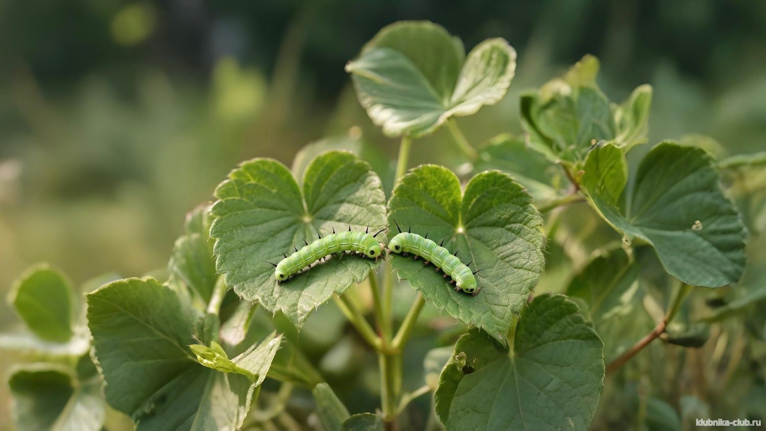 зеленые гусеницы на клубнике фото
