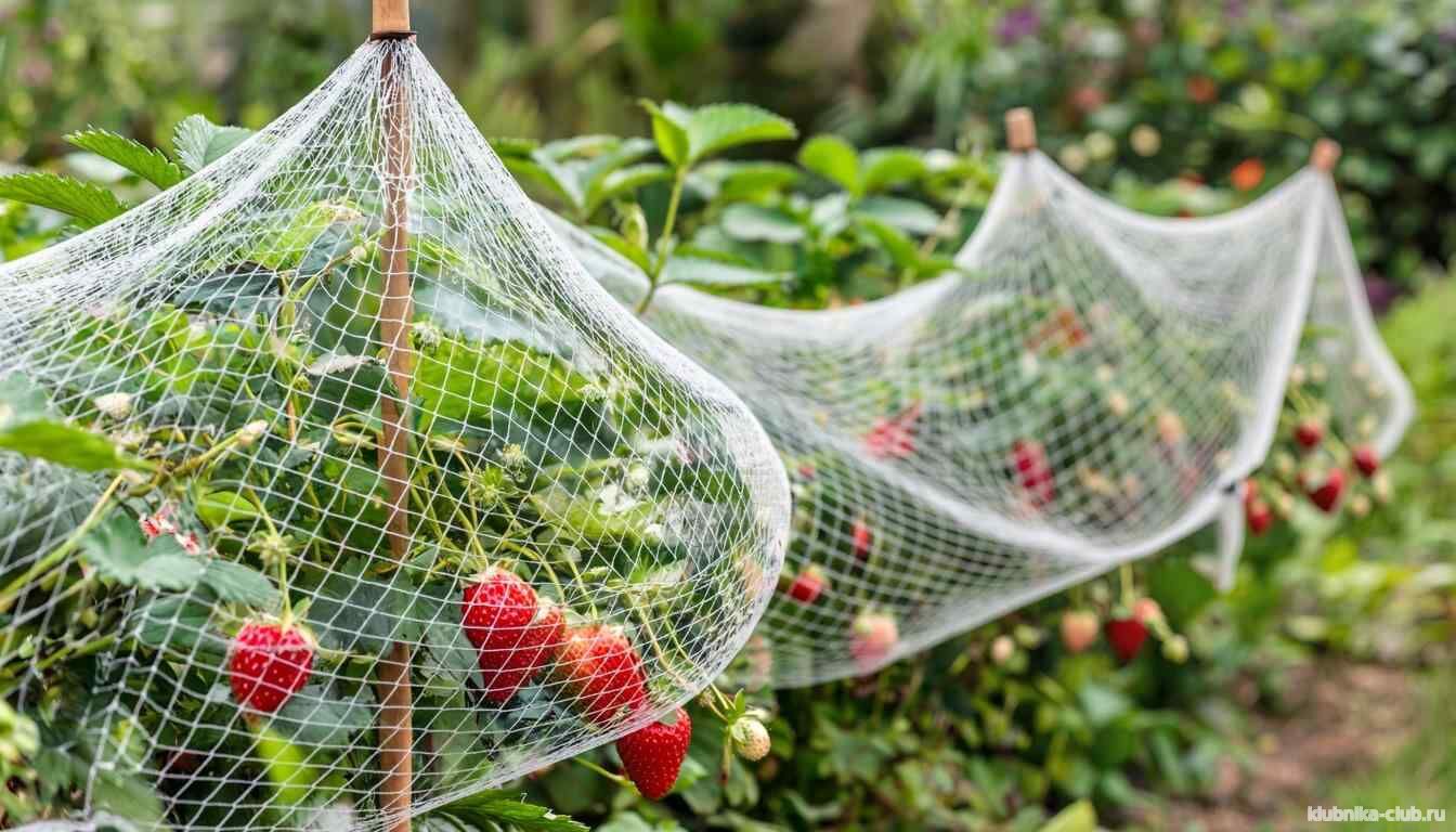 сетка от птиц на клубнике