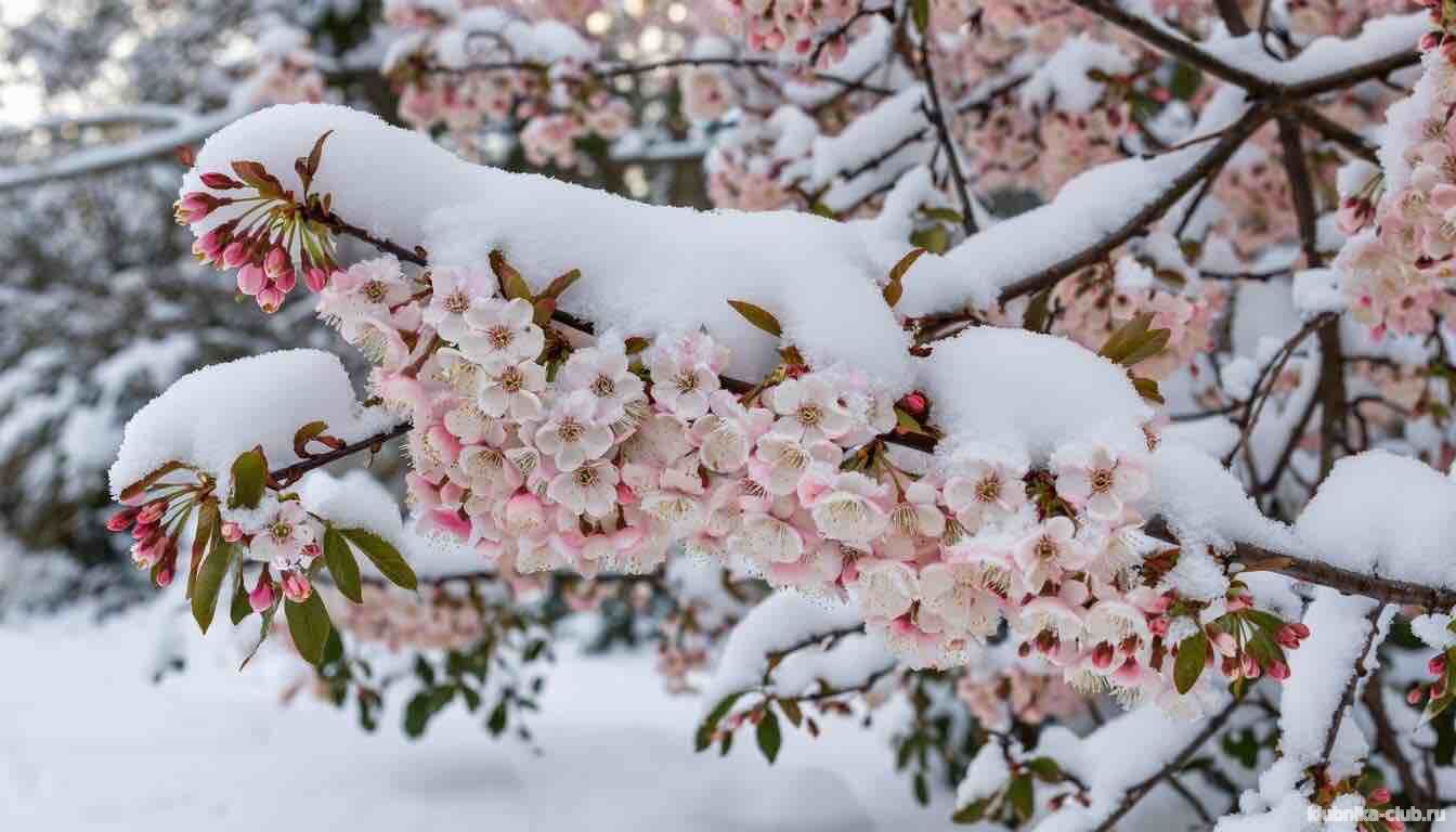 цветущая зимой калина на ветке